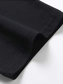 1 Piece, 100% Pure Cotton, Wishing Olive Army Sun Orange, Cool Retro Casual Fun Wearing Exquisite Letter Pattern T-Shirt, Men's Short Sleeved Printed T-Shirt, Square Neck Street Pure Cotton Short Sleeved T-Shirt, Fashionable T-Shirt, Holiday Gift - 黑色 - 查看 4