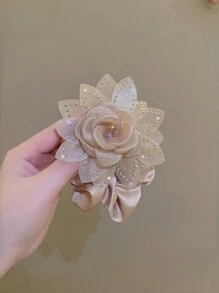 1 ou 2 unidades de elásticos de cabelo vintage elegantes com strass e estampa floral, acessórios de cabelo estilosos para mulheres, elásticos de cabelo para rabo de cavalo. - Multicolorido - Ver 8