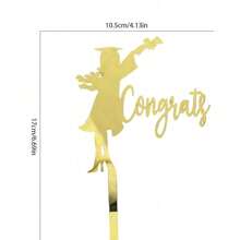 1 件/3 件博士帽毕业派对蛋糕装饰亚克力祝贺毕业适合学生毕业派对蛋糕装饰品 - 彩色 - 查看 10