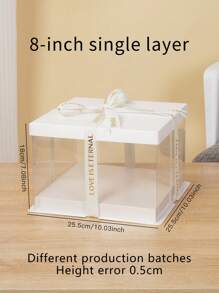 1pc White Lid Transparent Cake Box, Suitable For Cakes, Pastries, Chocolates, Cookies, Pies, Birthday Parties, Weddings, Valentines, Gift Packaging & Storage Box School Supplies Food Bag Food Box Suitable For Candy Chocolate Cookies Etc.