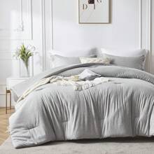 2/3-Piece Soft Luxury Bed Comforter Set Queen, Boho Cationic Dyeing Breathable Fluffy Bed Sets With 1 Comforter And 1 Or 2 Pillow Shams For All Season,  Bedding Set , Room Decor, Bedroom Decor , Ideal Gift , A Present For Mom - Màu xám đen - Xem 3