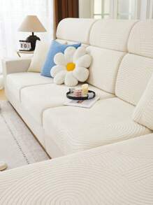 1件装四季通用弹力沙发套，防滑全覆盖沙发座垫，可水洗沙发毯，清新时尚，防尘，宠物友好，适用于卧室、办公室、客厅、L型贵妃椅和1-4人沙发 - 奶油白 - 查看 6