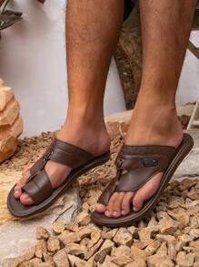 Men's Middle East Style Slippers, Arabic Formal Dress Slippers - Coffee - View 3