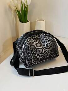 One Piece, Fashion Casual Everything, Crossbody Shoulder Bag, Leopard Print Pu Shell Bag, Suitable For Ladies Leisure Street And Daily Commute