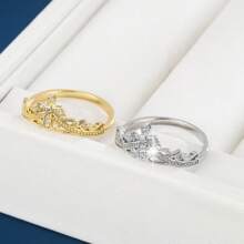 1pc Fashionable Cross Design Zirconia Ring For Women
