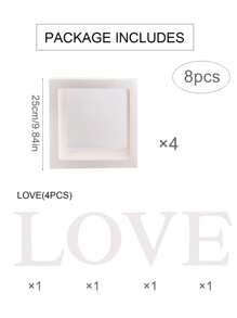 8 件/套 25 厘米白色透明盒和“LOVE”，情人节派对求婚婚礼生日装饰气球收纳盒，情人节房间装饰桌面装饰，装饰气球收纳盒，生日派对装饰礼品盒，宝贝淋浴派对装饰气球盒，派对礼物，背景摄影道具