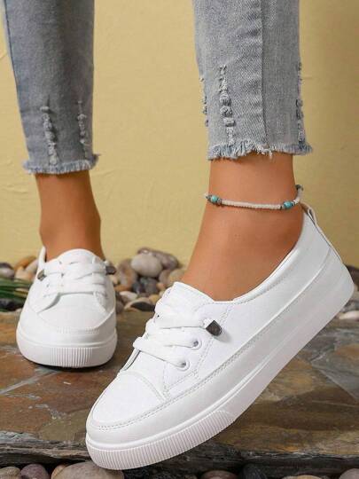 Zapatos para Mujer Cómodos Casual, Zapatos para Dama Elegante de Color Blanco Puro