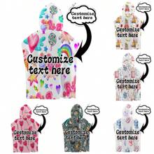 1pc Customizable Cartoon Design Hooded Cloak Poncho Towel, Ultra-Soft Absorbent Quick-Dry Fabric, Suitable For Swimming, Travel, Beach Bathroom Decor Fall Decor Beach Essentials Back To School