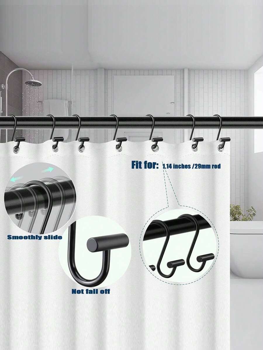 1/3pcs No Punch Hook Iron Alloy Shower Curtain Hook, Fashionable Solid Color Shower Curtain Hook For Bathroom,Nail Holder Key,Floating Shelf,Organiser,Christmas,Christmas Decorations,Hooks,Door Hanger,Bedroom,Hanger,Wall Hanger,Wall Hook, Key Holder,Key Holder Wall,Key Hanger