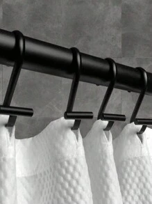 1/3pcs No Punch Hook Iron Alloy Shower Curtain Hook, Fashionable Solid Color Shower Curtain Hook For Bathroom,Nail Holder Key,Floating Shelf,Organiser,Christmas,Christmas Decorations,Hooks,Door Hanger,Bedroom,Hanger,Wall Hanger,Wall Hook, Key Holder,Key Holder Wall,Key Hanger