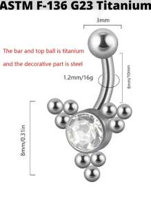1件 G23 钛合金 16G 水晶耳骨穿孔簇 CZ 眉环 弯杆唇环 贴合耳廓耳骨穿孔饰品 - 顏色如圖 - 查看 17