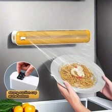 1pc Wall-Mounted Cling Film Cutter, Plastic Wrap Dispenser, Magnetic Cling Film Cutter Box With Blade For Fridge, Refillable Plastic Wrap Dispenser With Cutter, Kitchen Foil & Wrap Cutter, Cooking Utensil - Multicolor - View 6