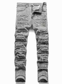 Jeans de mezclilla con flecos elásticos de moda para adolescentes