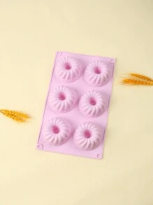 1 Khuôn bánh silicon Savarin 6 khoang sáng tạo, khuôn nướng bánh mì 3D, dụng cụ làm bánh Mousse, bánh Pudding kiểu Pháp DIY - Màu tím hoa cà - Xem 11