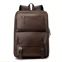 Mochila Multifuncional de Couro de 16 Polegadas, Mochila de Luxo Masculina de Alta Qualidade, Mochila de Viagem em Couro PU com Grande Capacidade, Mochila Escolar para Adolescentes Meninos, Mochila Esportiva Vintage e Engraçada, Necessidades de Viagem, Bolsa Retrô, Bolsa Essencial de Praia, Mala de Laptop Vintage
