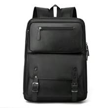 Mochila Multifuncional de Couro de 16 Polegadas, Mochila de Luxo Masculina de Alta Qualidade, Mochila de Viagem em Couro PU com Grande Capacidade, Mochila Escolar para Adolescentes Meninos, Mochila Esportiva Vintage e Engraçada, Necessidades de Viagem, Bolsa Retrô, Bolsa Essencial de Praia, Mala de Laptop Vintage