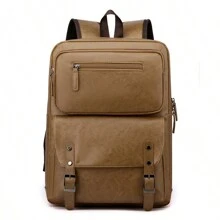 Mochila Multifuncional de Couro de 16 Polegadas, Mochila de Luxo Masculina de Alta Qualidade, Mochila de Viagem em Couro PU com Grande Capacidade, Mochila Escolar para Adolescentes Meninos, Mochila Esportiva Vintage e Engraçada, Necessidades de Viagem, Bolsa Retrô, Bolsa Essencial de Praia, Mala de Laptop Vintage