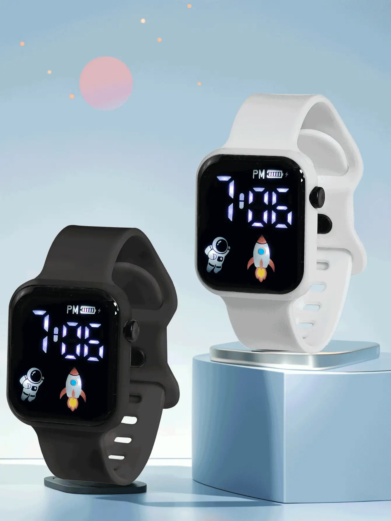 2 Stück / 1 Stück Neue LED-Anzeige Digitaluhr mit Astronauten-Flugzeug-Figur, 8-Schnallen-Armband, einfach und stilvoll, Paar-Uhr als Geschenk zum Valentinstag, Halloween, Weihnachten, Geburtstag für Freunde, die beste Wahl für Halloween, Weihnachten, Valentinstag, Muttertag, Feiertags-Geschenke