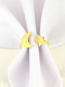 Juego de 2/4/6 piezas de argollas para servilletas con motivos de estrellas y lunas, aros de servilleta Eid Al-Adha para decorar la mesa del comedor, portaservilletas dorados con forma de luna - multicolor - Ver 22