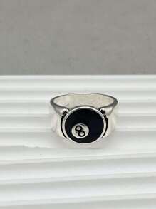 1pc Fashionable Unique European & American Design Black 8-Ball Ring, Thick Jewelry Suitable For Daily Wear For Men - Lucky Black 8 Ball - View 7