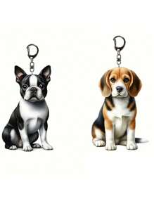 1pc Acrylic Boston Terrier Keychain, Cute 2D Animal Keychain, Cartoon Style Key Accessory, Suitable For Pet Lovers, No Size Car Accessories Bag Charm Backpack For School Animal Goth Y2k Bag Accessories Lanyards With Id Holder Car Accessories Bag Charms