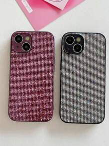 Funda protectora de teléfono con lámina protectora de lente y carcasa rígida de PC con diamantes de imitación brillantes y lentejuelas, un regalo de Navidad, compatible con iPhone 16