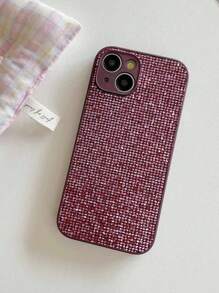 Funda protectora de teléfono con lámina protectora de lente y carcasa rígida de PC con diamantes de imitación brillantes y lentejuelas, un regalo de Navidad, compatible con iPhone 16