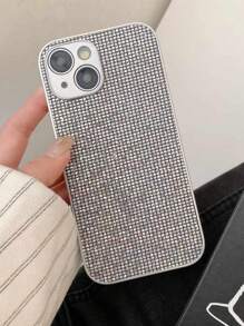 Funda protectora de teléfono con lámina protectora de lente y carcasa rígida de PC con diamantes de imitación brillantes y lentejuelas, un regalo de Navidad, compatible con iPhone 16