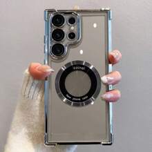 1 Stück silbernes dickes Silikonschutzhülle mit magnetischer Adsorption in Elektroplattierung, kompatibel mit Galaxy S21 S22 S23 S24 S25 Ultra, A13 A14 A15 A33 A34 A52 A53 A54 A55