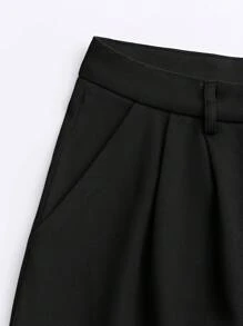 Solid Color Pocket Minimalist Loose Casual Pants, Daily Wear