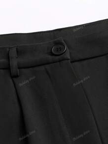 Solid Color Pocket Minimalist Loose Casual Pants, Daily Wear