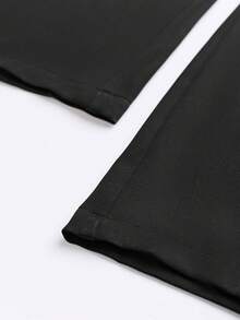 Women's Regular Solid Color Pocket Button Simple Loose Wide Leg Pants, Casual Daily Wear, Suitable For Commuting And Outdoor, Autumn/Winter Black Spring - Black - View 6