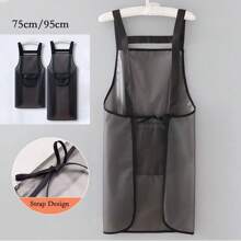 1 pezzo Grembiule da cucina impermeabile in PVC resistente agli oli, grembiule nero trasparente anti-sporco per la pulizia