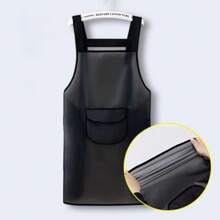 1 pezzo Grembiule da cucina impermeabile in PVC resistente agli oli, grembiule nero trasparente anti-sporco per la pulizia