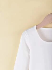 Mono elástico de cuello redondo y manga larga para niña preadolescente, capa base versátil