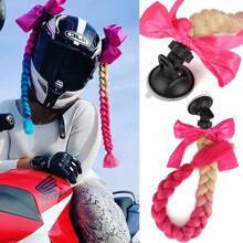 Extensions de cheveux synthétiques d'1 pièce seul tenant avec tresses en rampe dégradée de 20 pouces avec ventouse pour casque. Idéal pour la décoration de moto. - Multicolore - Voir 23