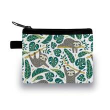 Coin Purse In Colourful- Sloth Bears/Alpaca/Flamingo Printed Coin Purse - Casual Style, Polyester Material - Multicolor - View 6