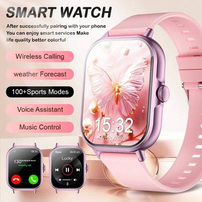 2.01" Full Touch Screen Smart Watch, Unisex Silicone Strap Sports Smartwatch With Pedometer, Calorie Counter, Multiple Workout Modes, Alarm, Call & Message Reminder, Compatible With Android & IOS, Suitable As Fashion Gift For Men/Women