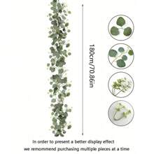 1/4/8 piezas de guirnalda de eucalipto falso con flores blancas: 5.9FT/180cm Hojas de eucalipto de dólar plateado Gypsophila Guirnalda, Enredaderas de follaje artificial para decoración de boda, fiesta, repisa, camino de mesa, hogar, oficinas, decoración de verano, plantas falsas - Multicolor - Ver 12