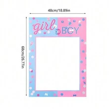 1pc Gender Reveal Birthday Party Handheld Photo Paper Frame, Pink Photobooth Prop, Party Supplies Birthday Shower Party Decoration,Christmas