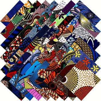 100pcs 4x4Inches Headscarf Pre Cut Pendant Bag, 4 "Square Fabric Quilt Multicolor African Fabric Square No Repeat Patchwork Fabrics Printed Craft Fabric Patchwork Bundles Quilting Fabric Craft For DIY Sewing Cloths Handmade Accessories