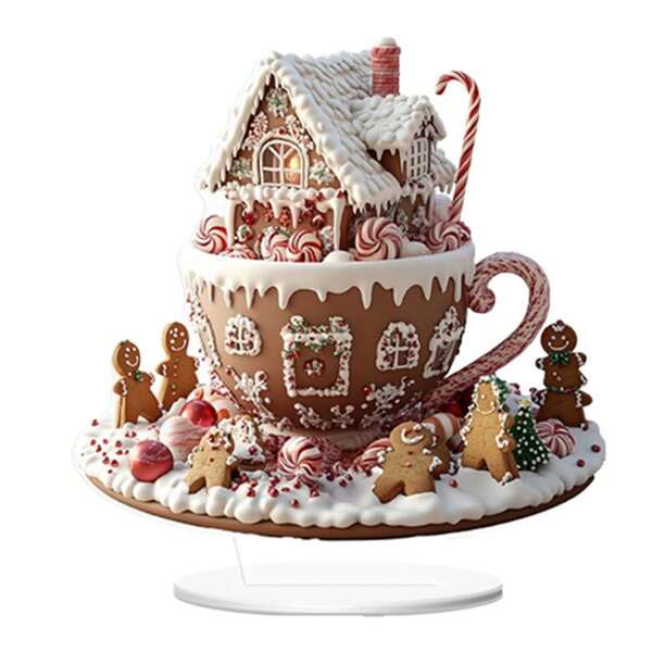 Christmas Gingerbread House Ornament Cute Village Statue Ornaments Tabletop Decorations For Home