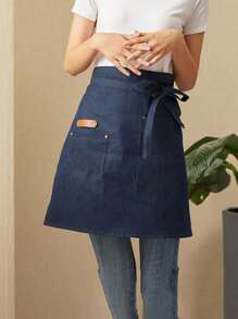 قطعة واحدة من مريلة الطباخ مريلة عمل المطبخ متعددة الألوان مريلة بستره متوسطة الطول مناسبة للجنسين مع جيبين