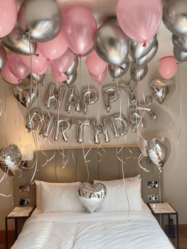 38pcs/Set Pink Decorative Balloons, Essential For Princess-Themed Birthday Party, Also Includes 16-Inch Silver "Happy Birthday" Letter Banner, Weaving Silver Metal And Pink Latex Balloons To Create A Dreamy Princess Birthday Celebration