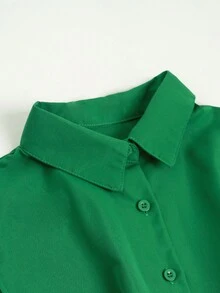 Nouvelle arrivée Robe chemise élégante décontractée unie à manches courtes pour femmes (Ciblée pour le développement)