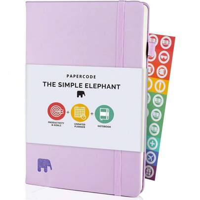 Simple Elephant Undated Planner  - College, Work & Business Calendar Book - Monthly, Weekly, Daily Planner - Leather Agenda Planner W/No Bleed Pages & Pen Holder