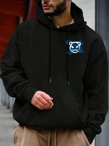 DG XUNLIN MODA Sudadera Para  Man De Manga Larga Popular Hoodie Oso violento negro y azul - Negro - Ver 3