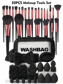 3/5/9/24/40/43/45/50/57PCS Makeup Tools Set Including:1pc Multi-Functional Zipper Toiletry And Cosmetic Bag Waterproof+32pcs Makeup Brush Sets+5PCS Makeup Sponge+5PCS Mini Makeup Sponges+5PCS Triangle Powder Puffs+5PCS Mini Air Cushion Powder Puffs+1pc Hairband+2PCS Hand Bowl Strap+1pc Makeup Brush Cleaning Tools - 彩色 - 查看 18