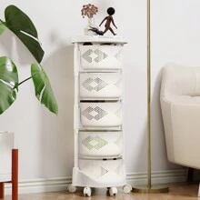 Kitchen Storage Cart, 5 Tier Circular Rotating Basket, Large Storage Rack With 360 Degree Wheels, Fruit And Vegetable Rack, Rotating Basket For Kitchen And Bathroom