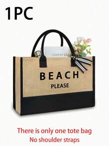 Women's Beach Tote Bag, Canvas Beach Bag, Suitable For Weddings, Birthdays, Holidays, And Other Occasions, Great Gift For Women, Mothers, Teachers, Friends, Bridesmaids, Students, Back To School Season, Large Capacity, Travel Tote, Ideal For Holidays And Short Trips, Personalized Birthday Gift, Comes With Scarf - Khaki - View 17